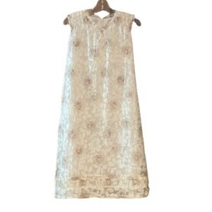 Vintage Cream Color Embroidered Tulle Vintage Women’s Dress Ties in Back